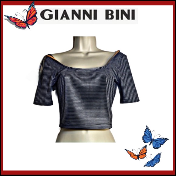 Gianni Bini Tops - NEW GIANNI BINI OFF THE SHOULDER STRIPED CROP TOP